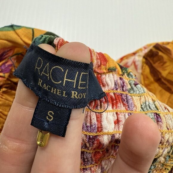 Rachel Zoe Linen Blend Tropical Crop Top Vacation White Lotus Feminine Colorful - Picture 8 of 9